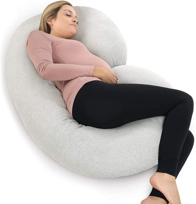 Pregnancy Pillow with Soft Jersey Cover - C Shaped Body Pillow for Pregnant Women